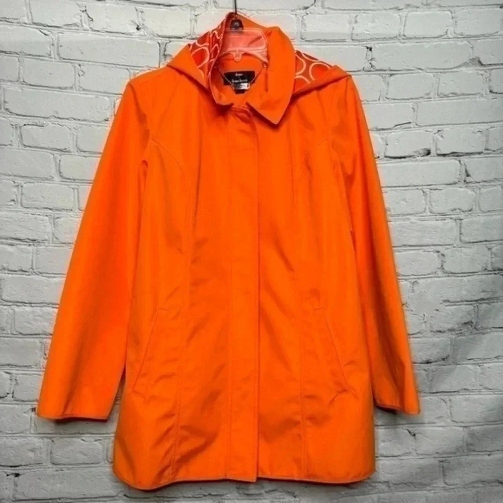 Dennis by Dennis Basso Women’s Orange Lightweight Hooded Jacket size Small